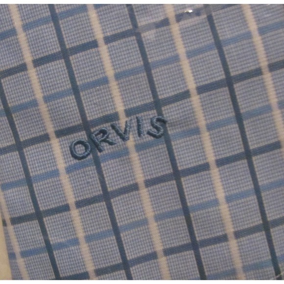 New! Orvis Carefree Tattersall Blue Plaid Womens SZ 10 Shirt Top Blouse Collar - Picture 6 of 6